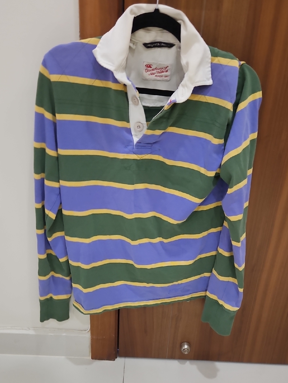 Vintage Striped Rugby Shirt - Green, Purple And Yellow